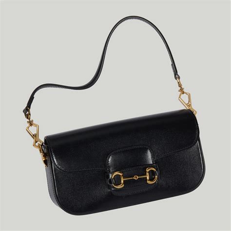 borse gucci vintage pelle nera|Borsa a spalla Gucci Horsebit 1955 in pelle in Nero .